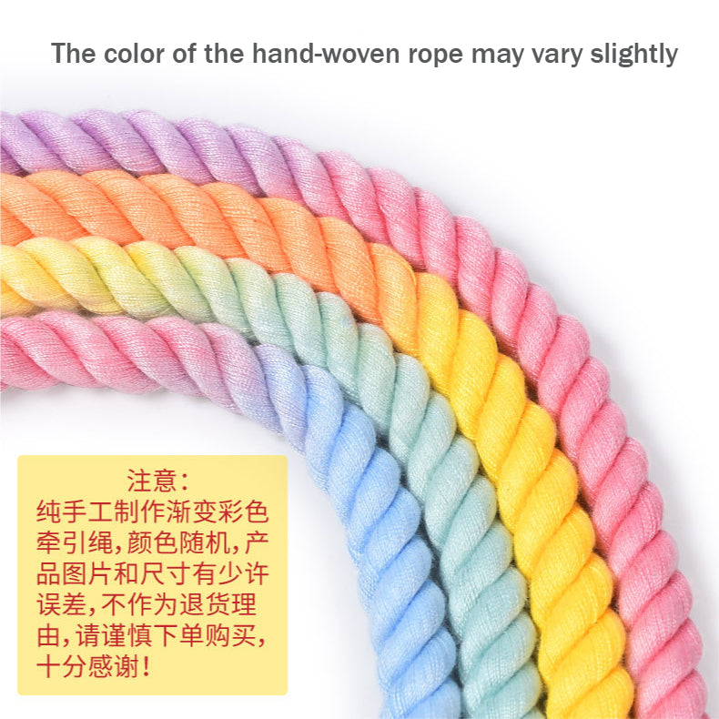 Hand Woven Colored Cotton Rope Large Dog Collar Anti-Pull Leash Set