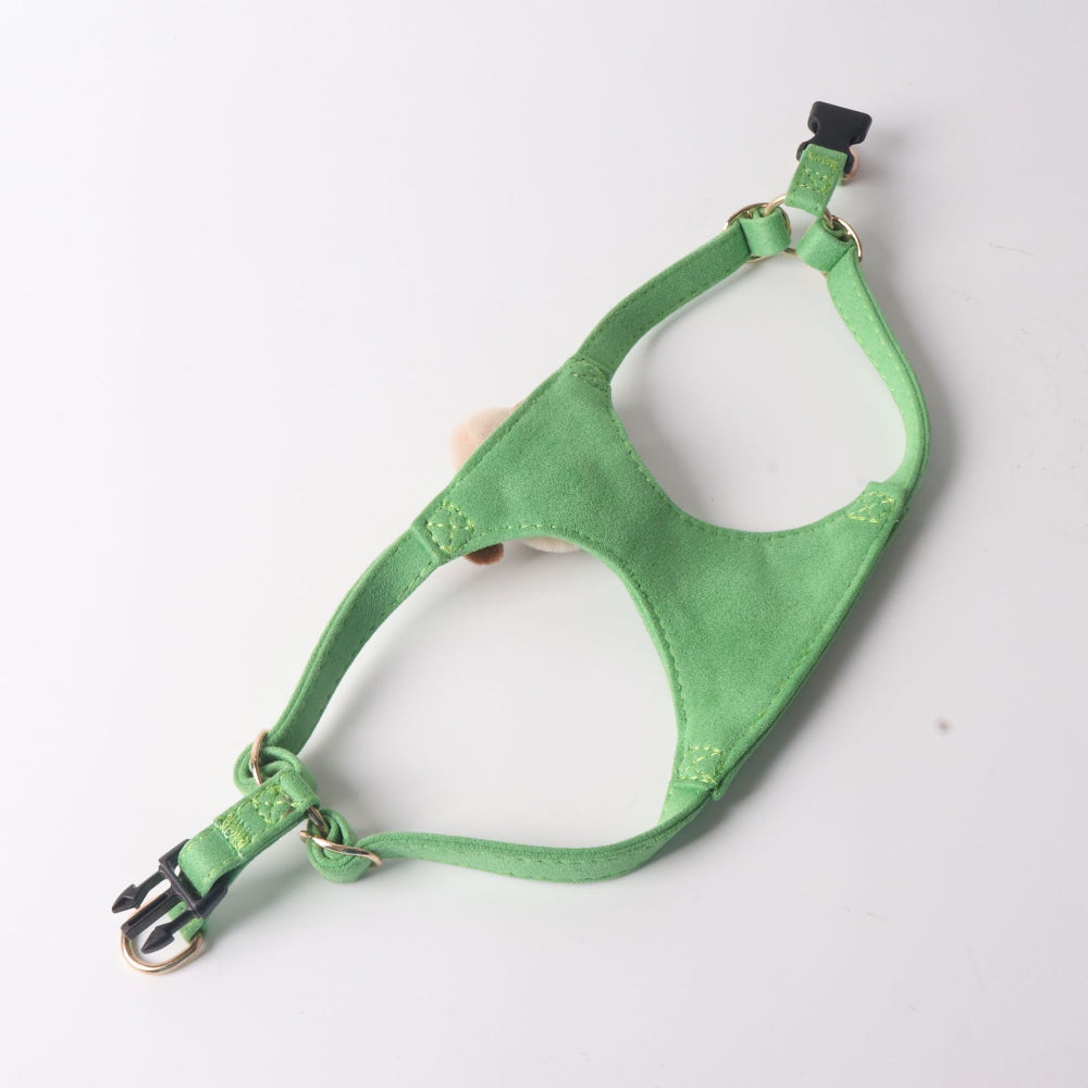 Candy Color Velvet Doll Pet Dog No Choking Harness Leash Set