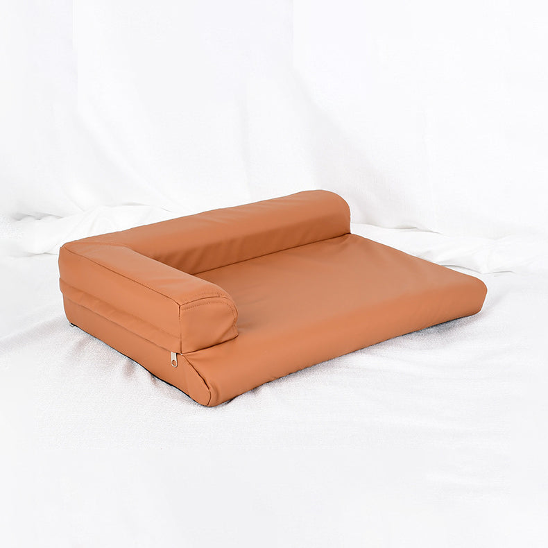 Lint-free Soft Waterproof ECO PU Leather Pet Sofa Luxury Dog Bed