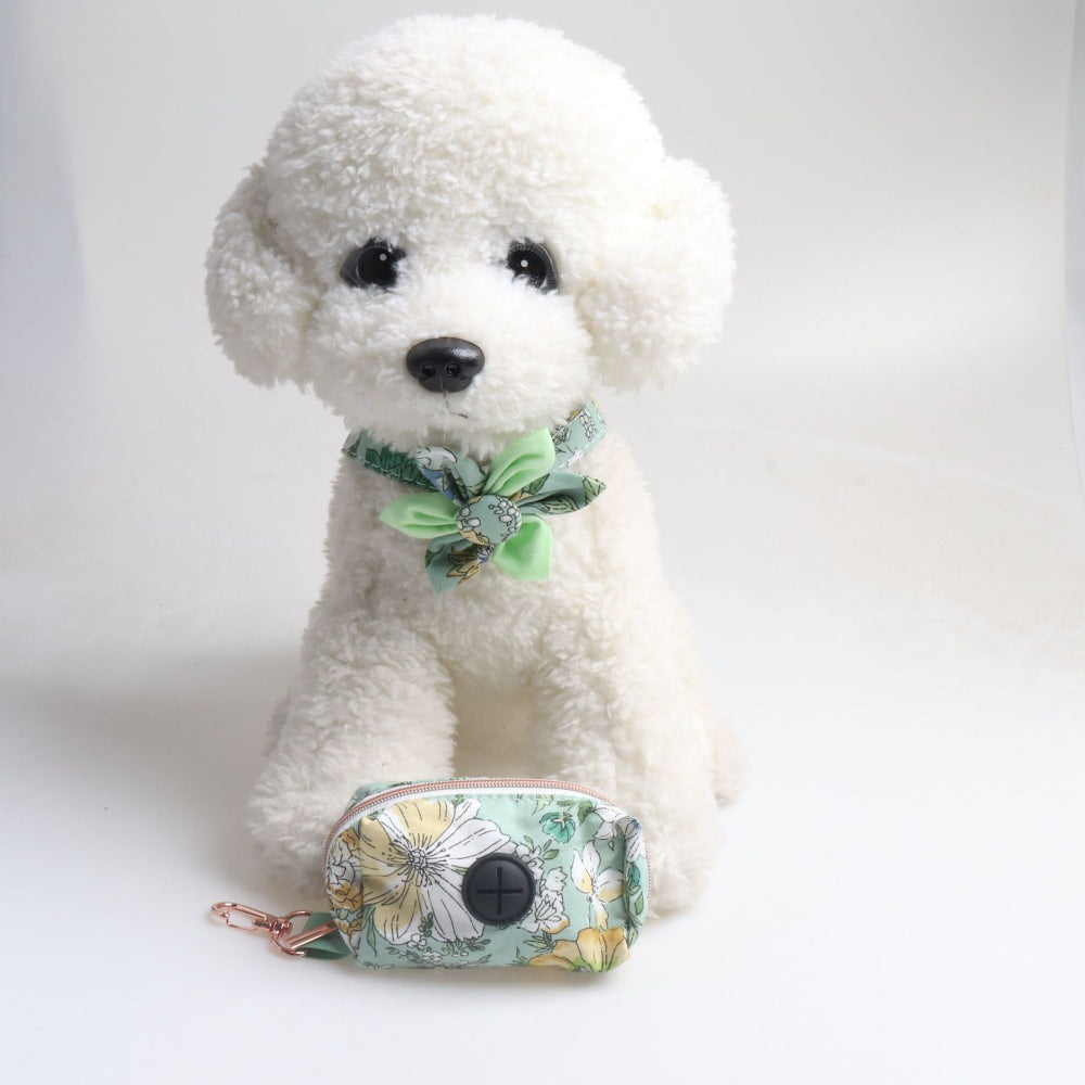 Floral Sunflower Pet Cat Dog Collar Leash Poop Bag Carrier Set