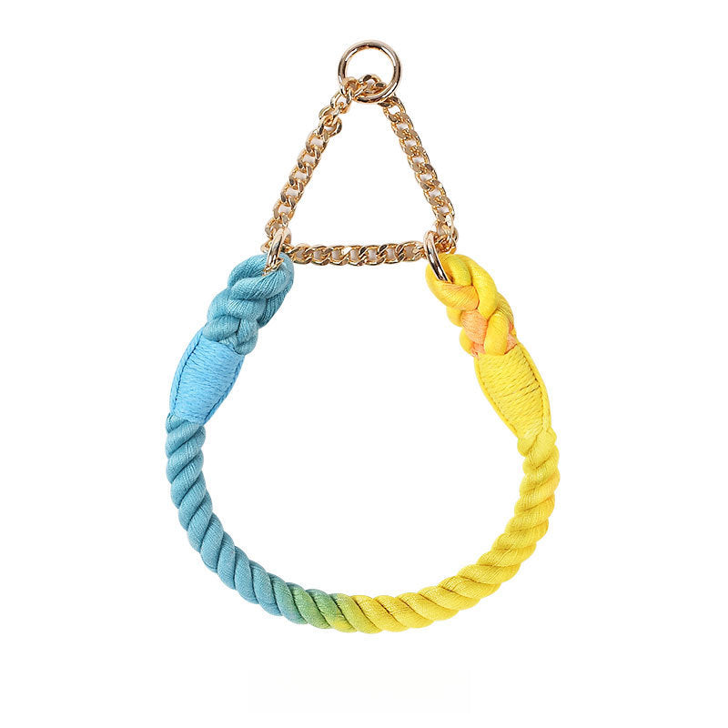 Woven Cotton Rope Close-fitting Short Anti-Pull Leash Collar Set