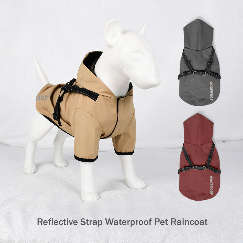 Reflective Strap Windproof Warm Waterproof Pet Raincoat Apparel