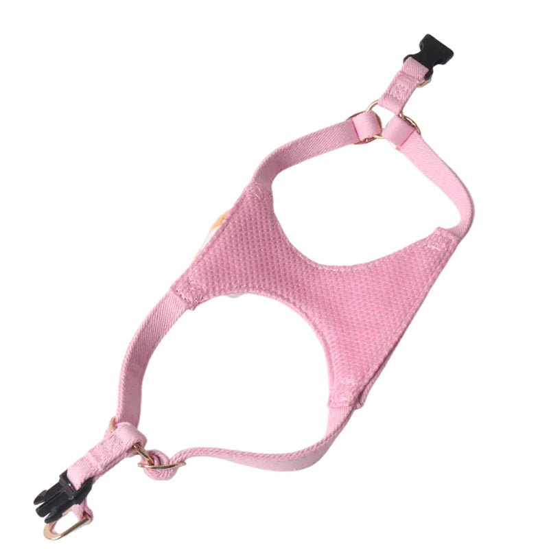 Cute Doll Denim Comfortable Pet Dog No Choking Harness Leash Set