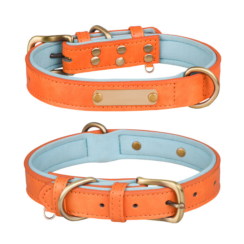 Double-layer PU Leather D-Ring Adjustable Belt Buckle Pet Collar
