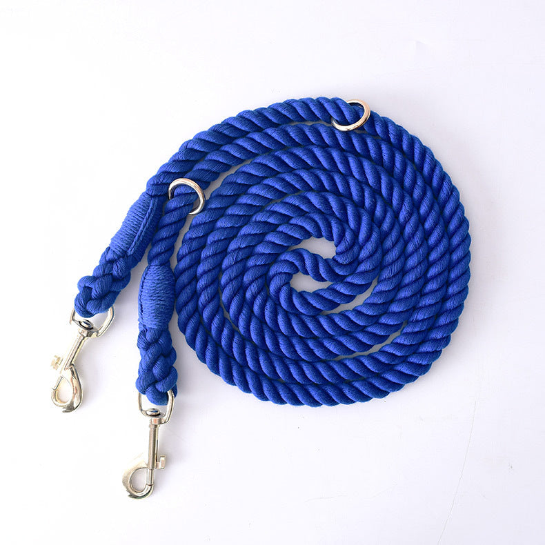 Woven Cotton Multi-functional Waist Pet Double Leash P-Type Collar
