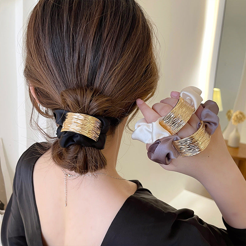 Simple Curve Alloy Fabric Hair Scrunchies New Hair Accessories Wholesale