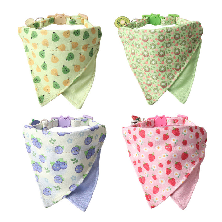 Fruits Pendant Double Side Triangle Towel Saliva Pet Bib Collar