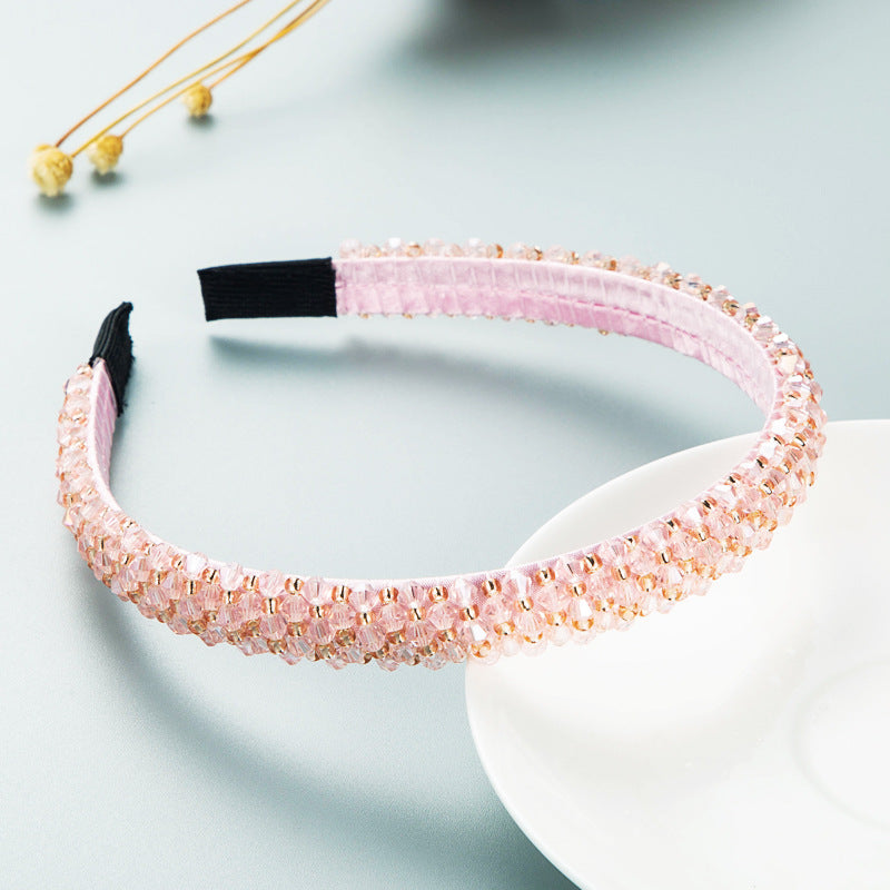 Shiny Full Crystal Handmade Beaded Thin Headband Hair Accessories Wholesale