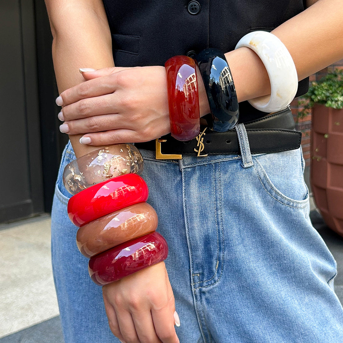 Translucent Glossy Acrylic Thick Round Bangle Bracelet Jewelry