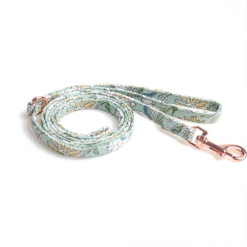 Floral Sunflower Pet Cat Dog Collar Leash Poop Bag Carrier Set