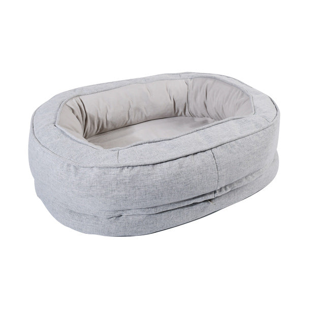 Universal Oval Cotton Linen Plush Removable Pet Pad Cats Bed