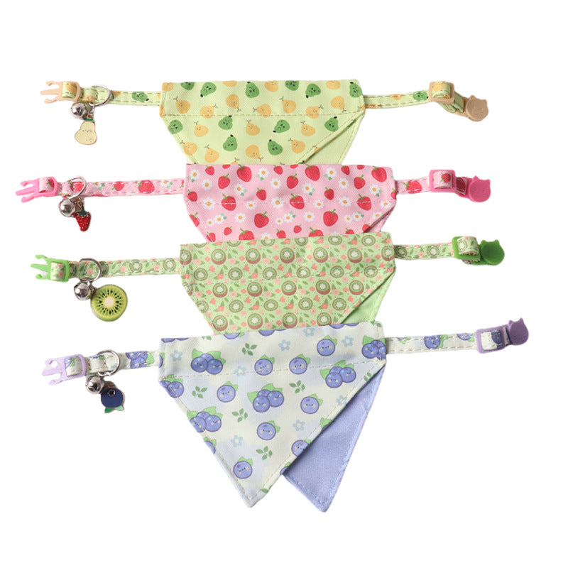 Fruits Pendant Double Side Triangle Towel Saliva Pet Bib Collar