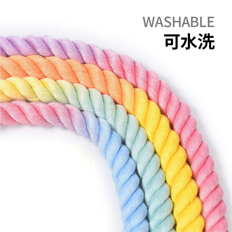 Woven Cotton Rope Multi-functional Pet Double Leash Waist Runing Leash