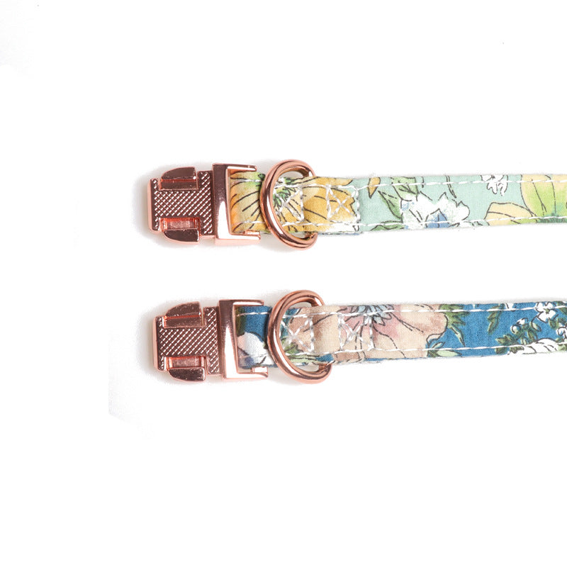 Floral Sunflower Pet Cat Dog Collar Leash Poop Bag Carrier Set