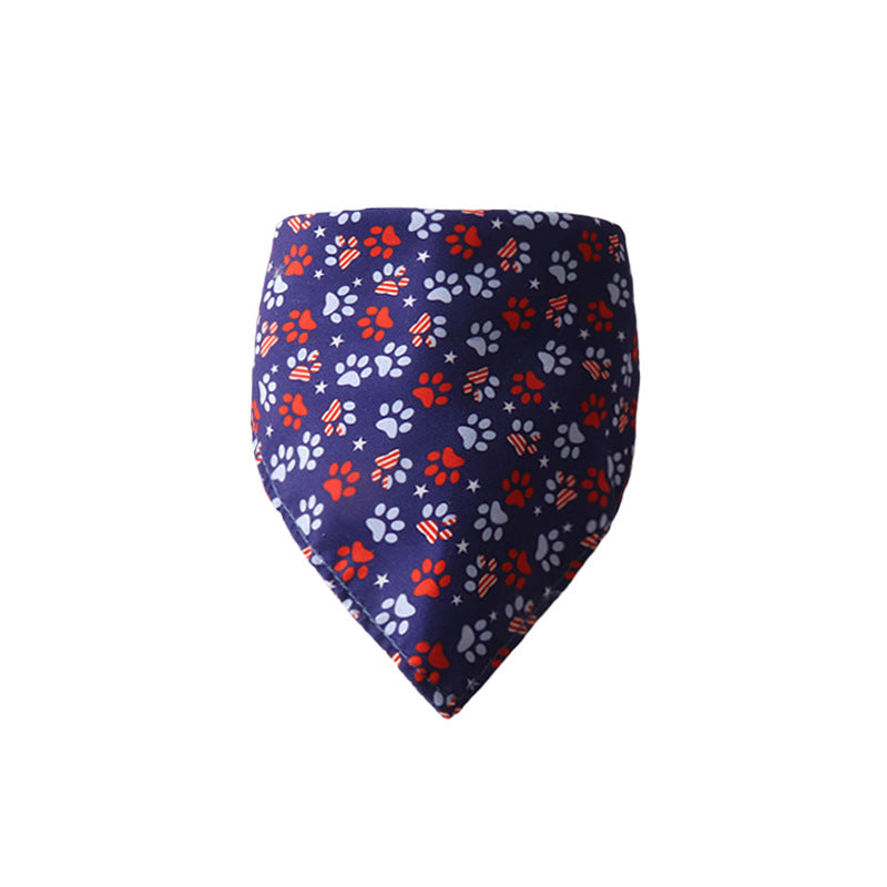 Blue Red Flag Double Side Triangle Towel Saliva Pet Bib Scarf