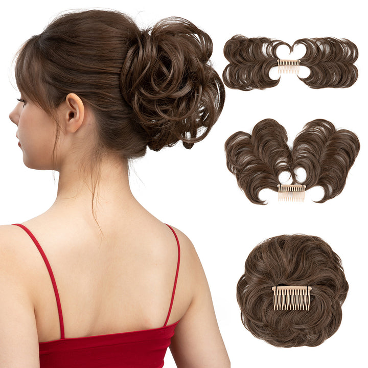 Meatball Adjustable Comb Ponytail Wigs Fluffy Updo Hair Extensions Wholesale