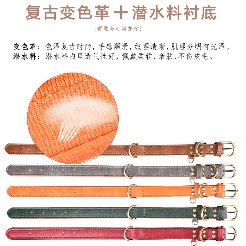 Double-layer PU Leather D-Ring Adjustable Belt Buckle Pet Collar