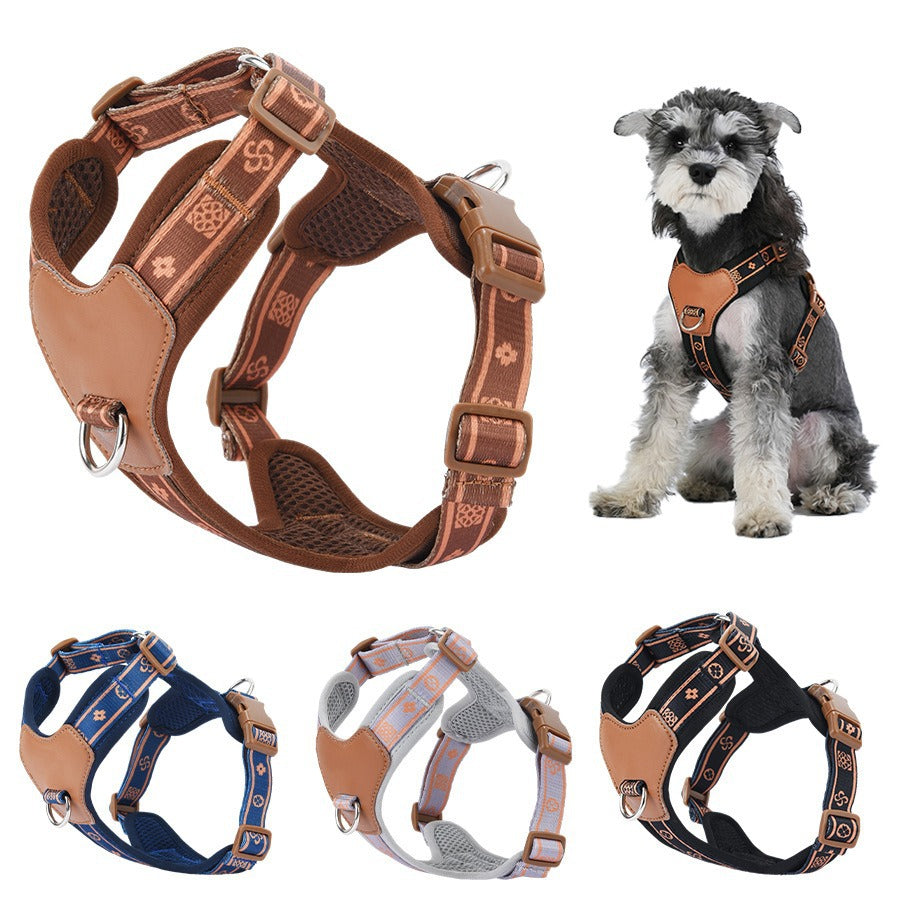 Breathable Fabric Leather Shock Absorption Vest Pet Dog Harness