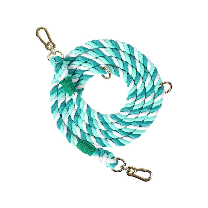 Woven Cotton Rope Multi-functional Pet Double Leash Waist Runing Leash