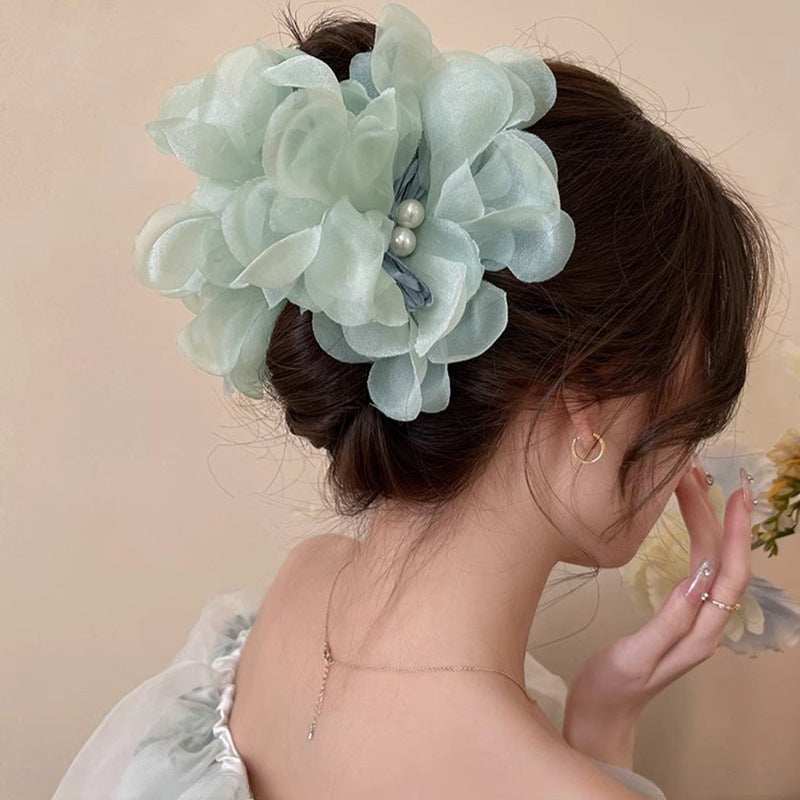 Mesh Double Flower Grab Clip Elegant Hair Claw Hair Accessories Wholesale