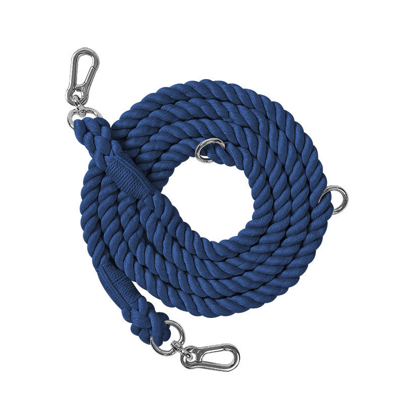 Woven Cotton Rope Multi-functional Pet Double Leash Waist Runing Leash