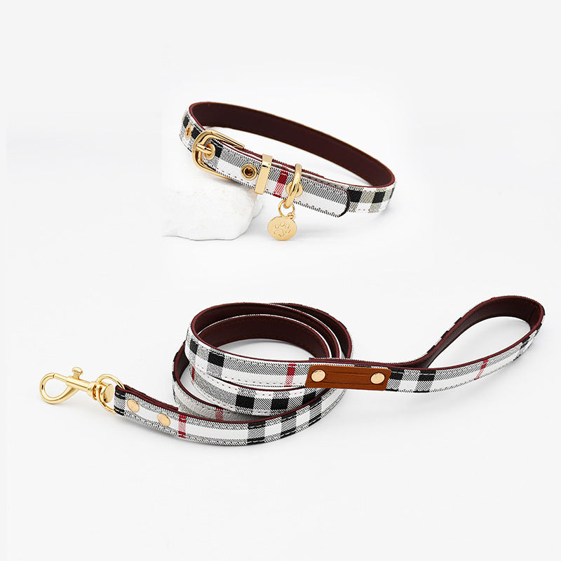 Printed Soft Leather Comfortable No Choking Pet Harness Collar Set