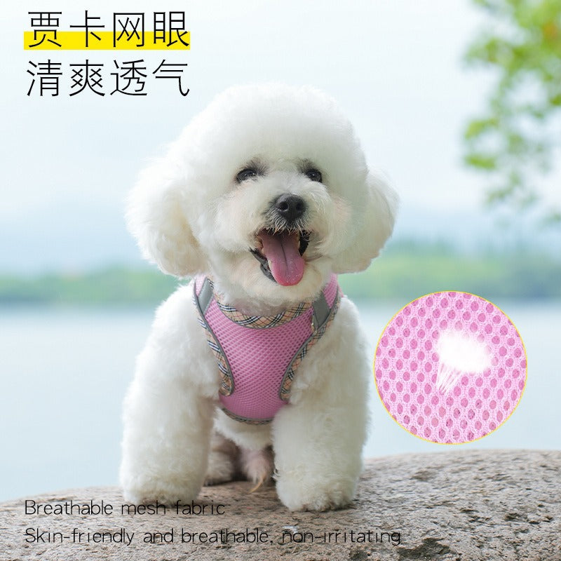 Breathable Mesh Reflective Adjustable Pet Dog Harness Leash Set