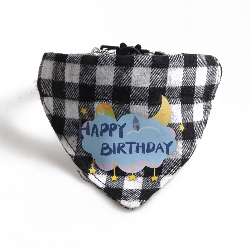 Birthday Party Cake Triangle Towel Saliva Bib Bow Pet Collar
