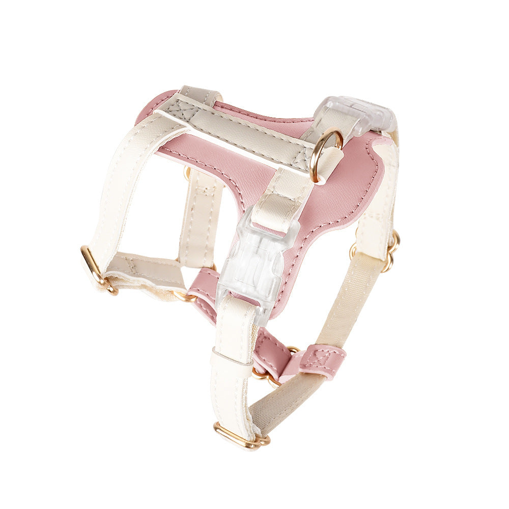 Soft Leather Comfortable No Choking Step-in Pet Harness Leash Set