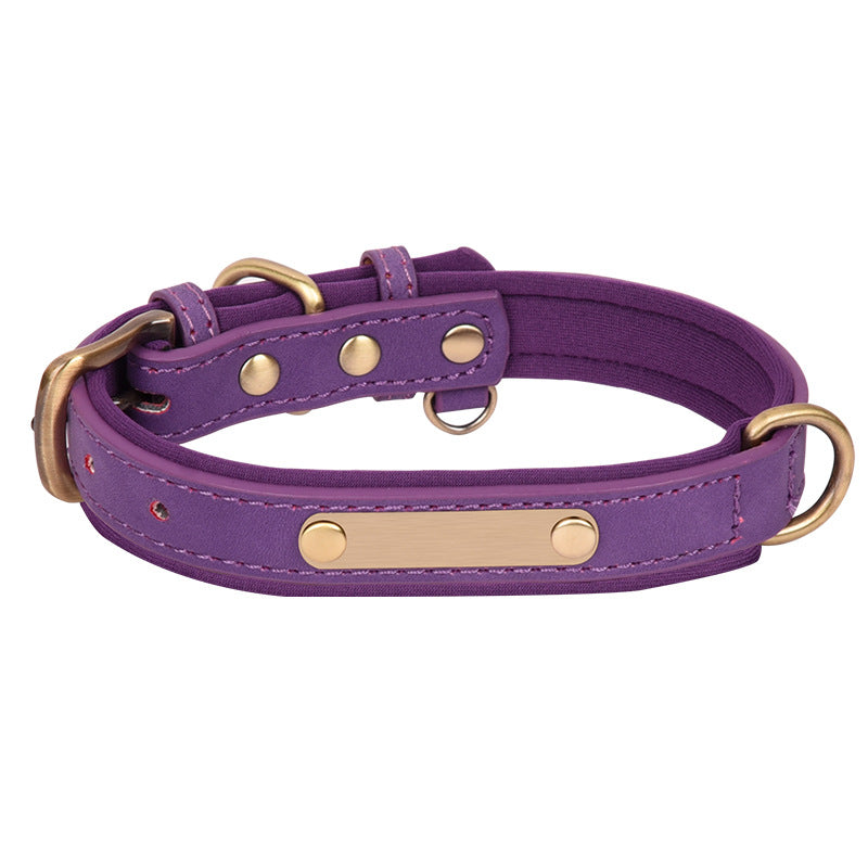 Double-layer PU Leather D-Ring Adjustable Belt Buckle Pet Collar
