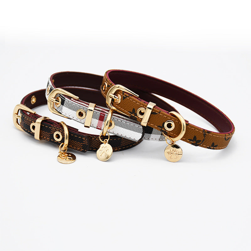 Printed Soft Leather Comfortable No Choking Pet Harness Collar Set