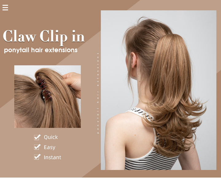 Slightly Warped Short Curly Claw Clip 12inch Ponytail Wigs Hair Extensions