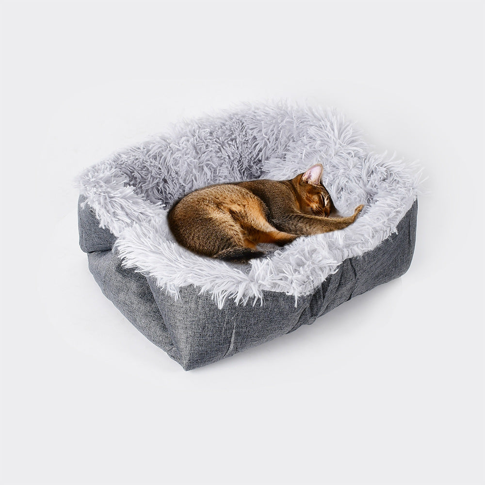 Warm Soft Long Plush Comfortable Cat Bed Double Side Pet Pad