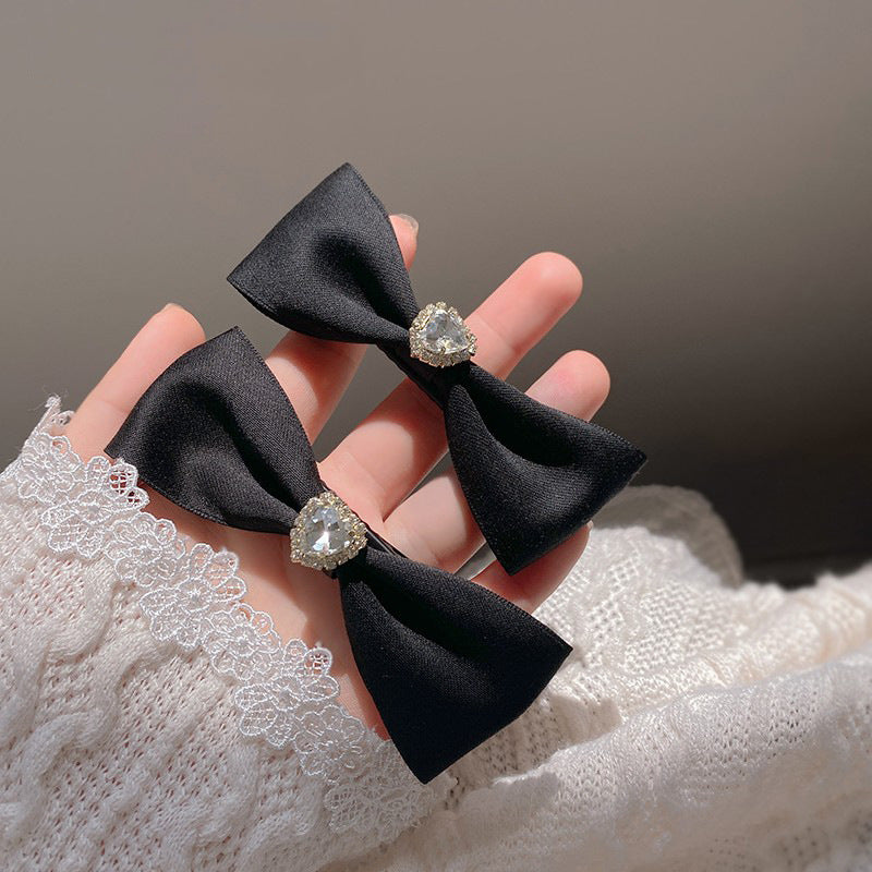 Heart Crystal Flannel Bow Duckbill Hair Clip Hair Accessories Wholesale