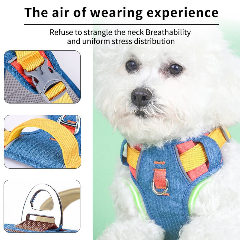 Breathable Two Color Reflective Vest Adjustable Pet Dog Harness