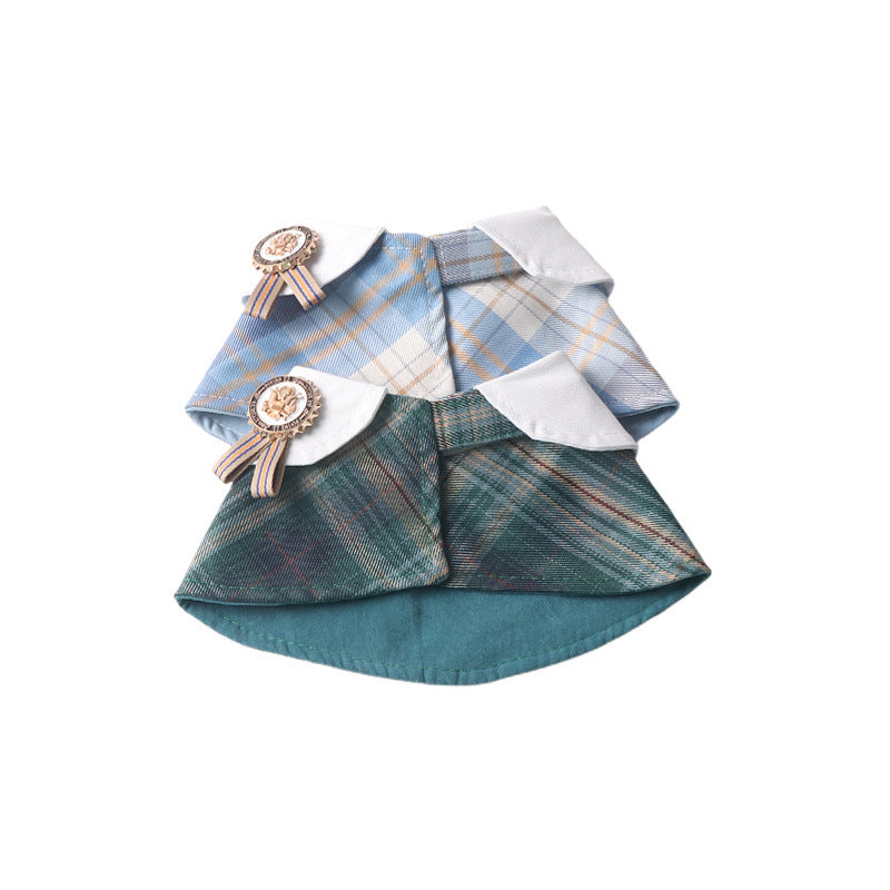 Classic Plaid Fabric Fake Collar Pet Dog Cat Saliva Bib Collar