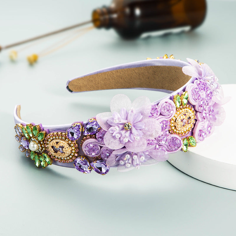 Crystal Glass Diamond Fabric Headband Hair Flower Hair Accessories Wholesale