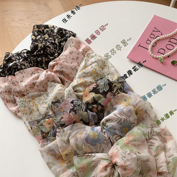 Monet Garden Flower Fabric Bow Spring Hair Clip Hair Accessories Wholesale