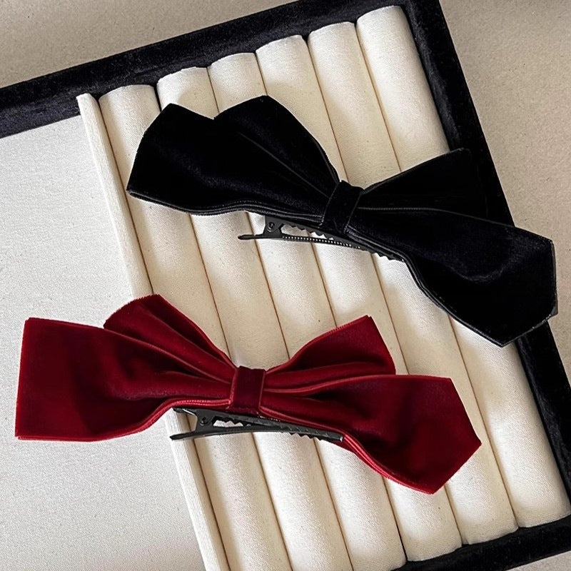 Red Velvet Bow Duckbill Clip Bangs Hair Clip Hair Accessories Wholesale