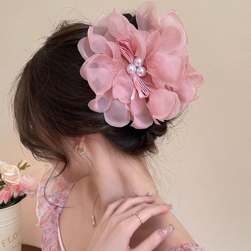 Mesh Double Flower Grab Clip Elegant Hair Claw Hair Accessories Wholesale