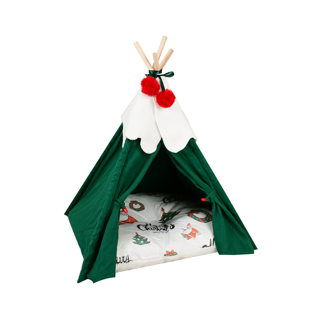 Christmas Warm Comfortable Cat Bed Detachable Pet Mattress Tent