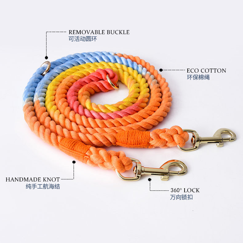 Woven Cotton Multi-functional Waist Pet Double Leash P-Type Collar