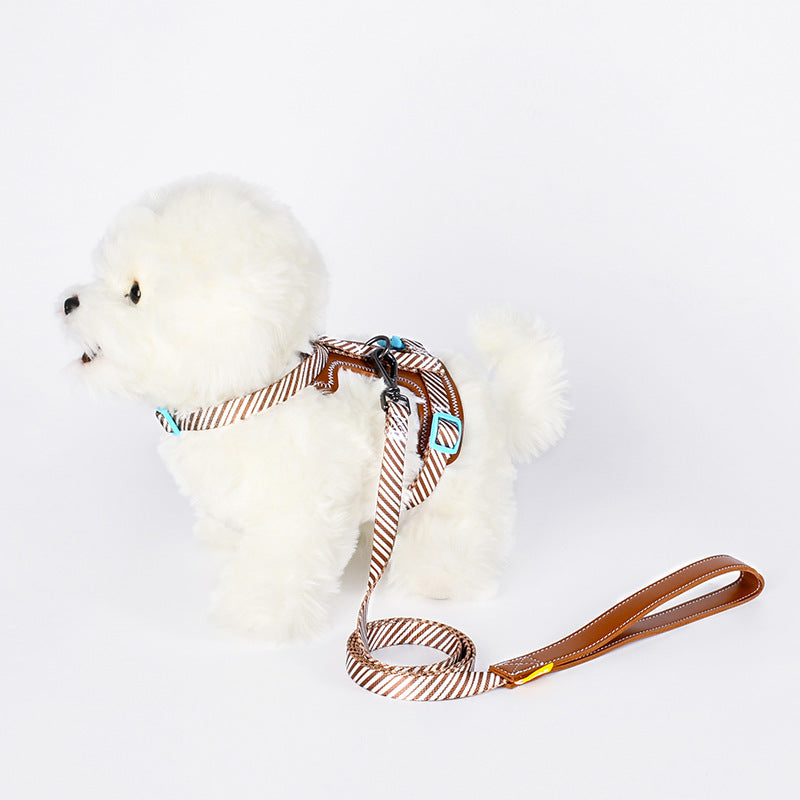 Twill Webbing Leather Comfortable No Choking Step-in Harness Leash
