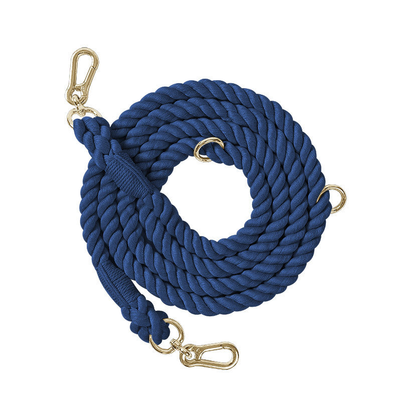 Woven Cotton Rope Multi-functional Pet Double Leash Waist Runing Leash
