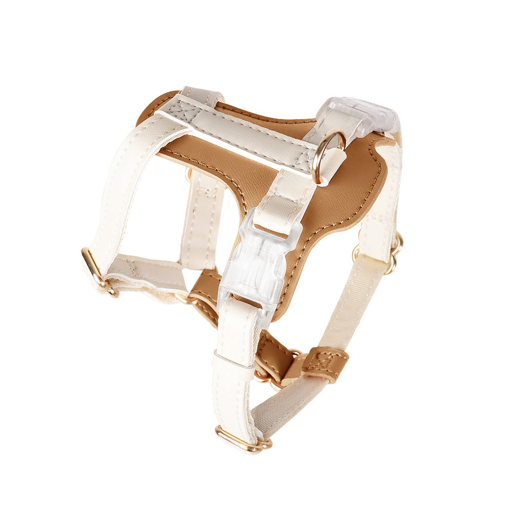 Soft Leather Comfortable No Choking Step-in Pet Harness Leash Set