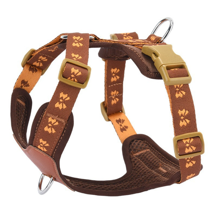 Leather Butterfly Embroidery Reflective Adjustable Pet Dog Harness