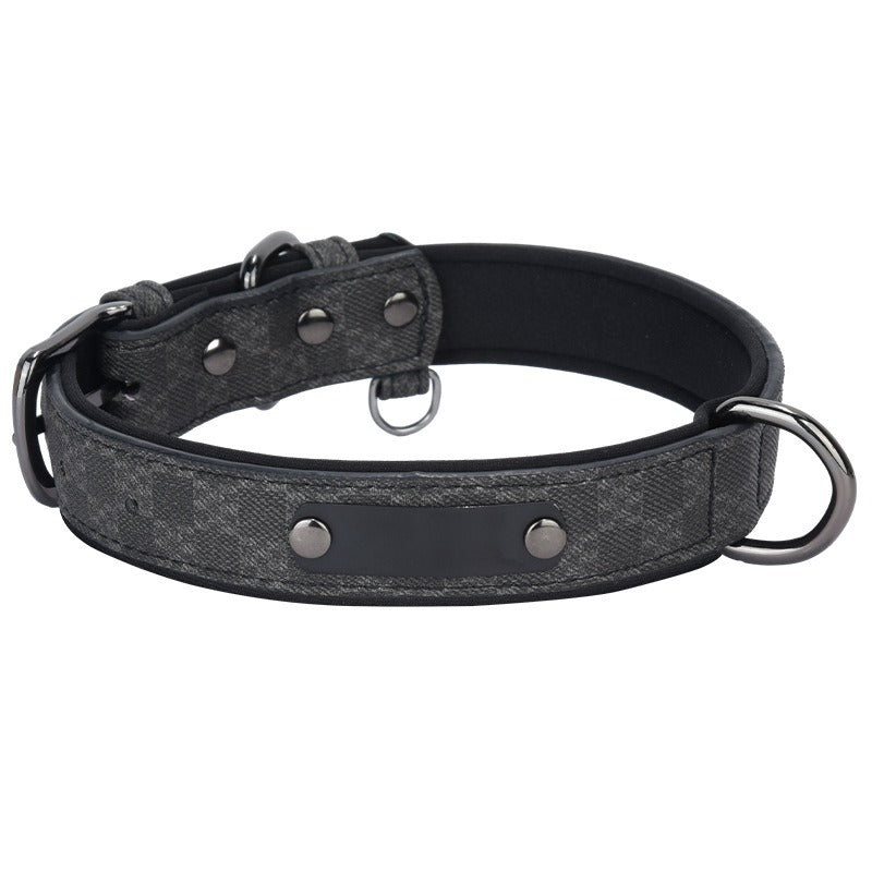 Double-layer Soft Lining Retro Leather Adjustable Pet Dog Collar
