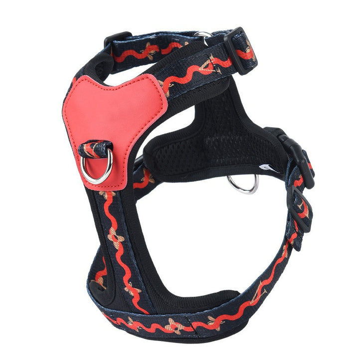 Breathable Fabric Leather Shock Absorption Adjustable Pet Dog Harness