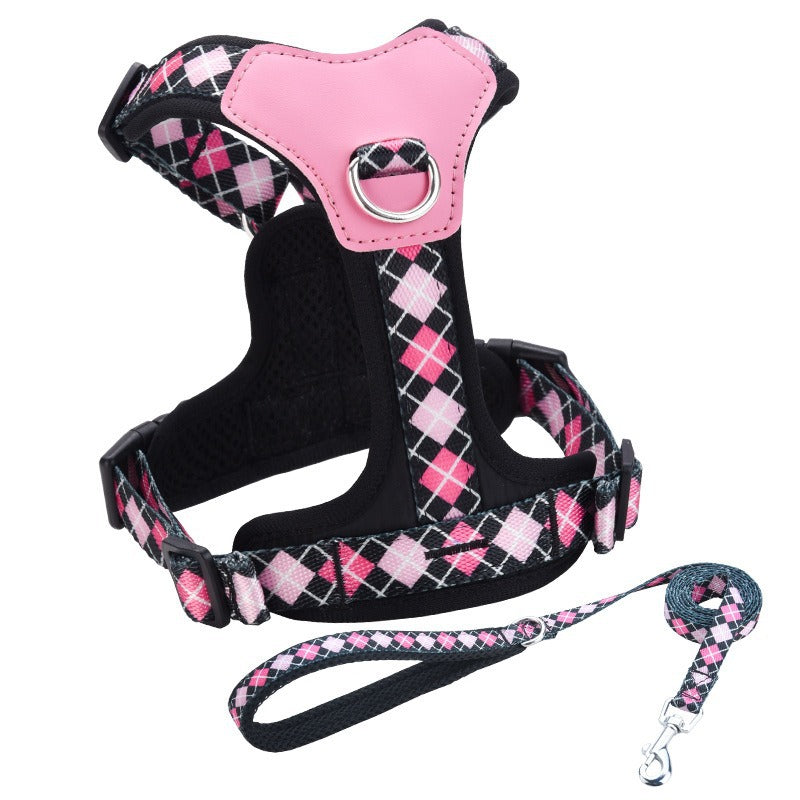 Breathable Mesh Leather Shock Absorption Vest Pet Dog Harness