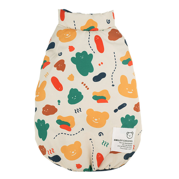 Warm Flannel Bear Printed Windproof Pet Small Dog Clothes Apparel